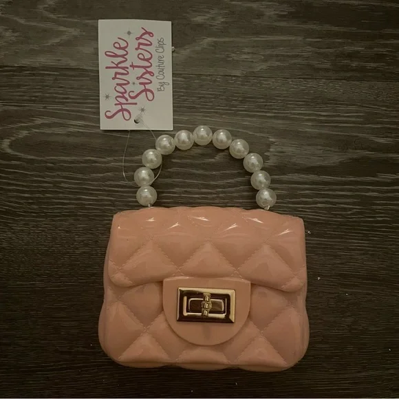 NWT Sparkle Sisters Jelly Bag w/Pearl Handle - Pink. No chain - Picture 4 of 4